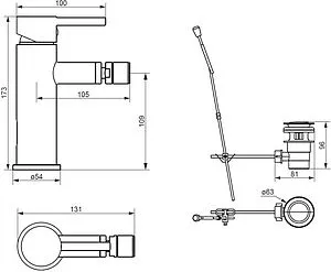 Смеситель для биде Damixa Scandinavian Pure хром 360240000 Смеситель для биде Damixa Scandinavian Pure хром 360240000, 2