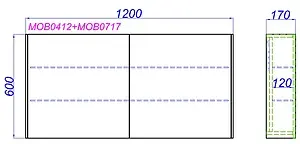 Шкаф-зеркало Aqwella Mobi 120 бетон светлый MOB0412+MOB0717BS, 2