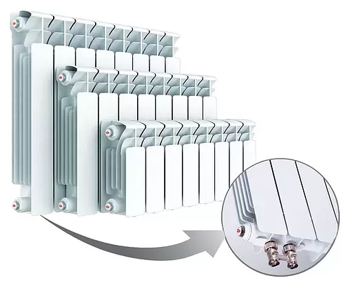 Радиатор биметаллический 10 секций нижнее левое подключение Rifar Base Ventil 500 RBVL50010