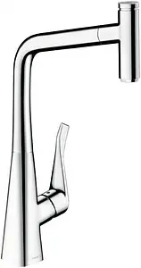 Смеситель для кухни с выдвижным изливом Hansgrohe Metris Select M71 320 1jet хром 14884000, 1