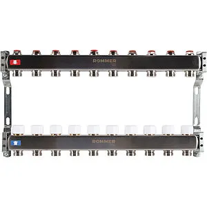 Группа коллекторная без расходомеров 10 отводов 1"в/в x ¾"ек Rommer RMS-3200-000010 Группа коллекторная без расходомеров 10 отводов 1"в/в x ¾"ек Rommer RMS-3200-000010, 1