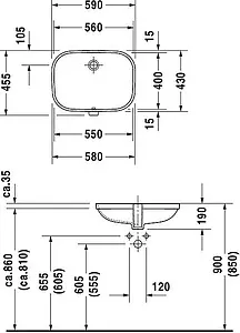 Раковина Duravit D-code 60 белый 0338560000 Раковина Duravit D-code 60 белый 0338560000, 2