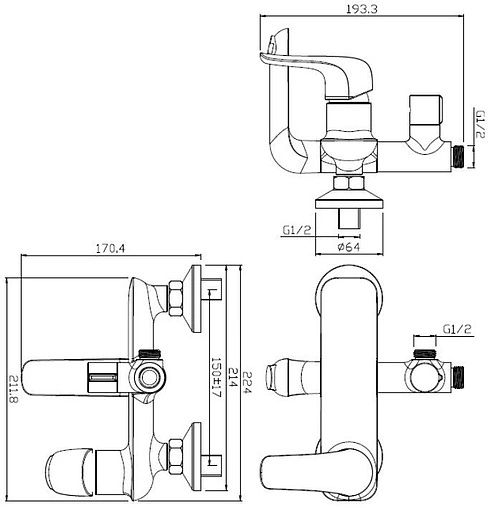 Душевая система со смесителем для ванны Damixa Palace Evo хром 974230000