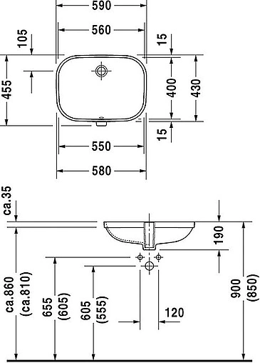 Раковина Duravit D-code 60 белый 0338560000