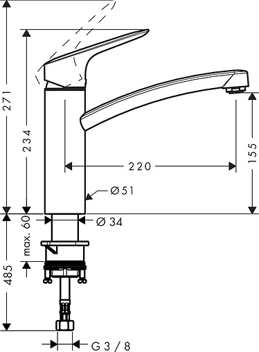 Смеситель для кухни Hansgrohe Logis M31 160 1jet хром 71832000