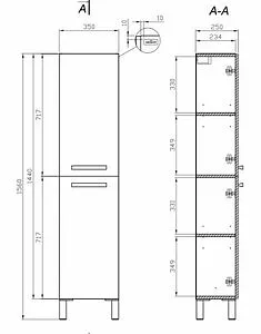 Шкаф-пенал Cersanit Melar 35 белый B-SL-MEL Шкаф-пенал Cersanit Melar 35 белый B-SL-MEL, 2