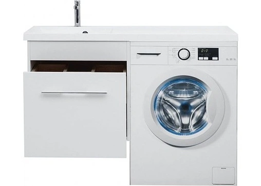 Тумба-умывальник подвесная над стиральной машиной Aquanet Августа 120 L дуб сонома 00210027+00239565