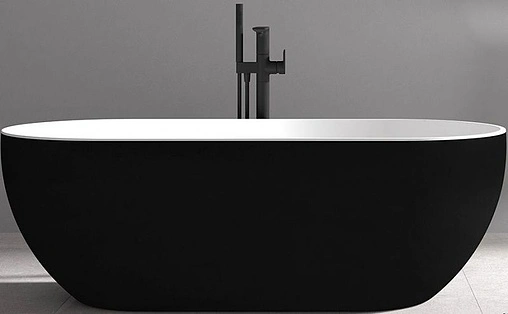 Ванна акриловая отдельностоящая Abber 172x79 белый/панель Black matte AB9241MB