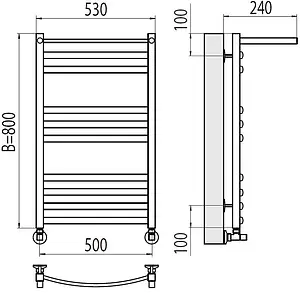 Полотенцесушитель водяной лесенка Terminus Енисей с/п П10 500х800 полированная сталь 4670078529565, 2