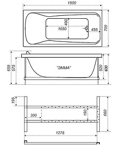 Ванна акриловая Triton Эмма 150x70 Н0000020135 Ванна акриловая Triton Эмма 150x70 Н0000020135, 2