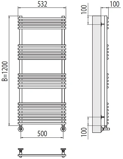 Полотенцесушитель водяной лесенка Terminus Ватра П21 500х1200 полированная сталь 4670078530561