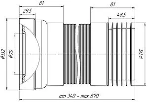 Гофра для унитаза Ани Пласт 340-870мм K728R Гофра для унитаза Ани Пласт 340-870мм K728R, 2