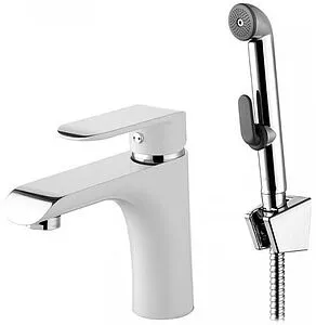 Смеситель для раковины с гигиеническим душем IDDIS Calipso белый/хром CALSB00i08 Смеситель для раковины с гигиеническим душем IDDIS Calipso белый/хром CALSB00i08, 1