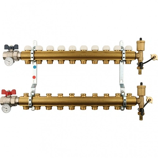 Группа коллекторная без расходомеров 10 отводов 1&quot;в/в x ¾&quot;ек Tiemme 3870036