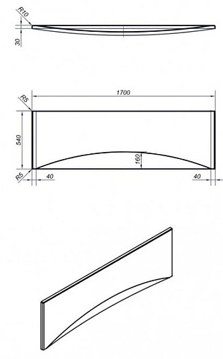 Панель для ванны фронтальная Cersanit Virgo 170 белый 63367