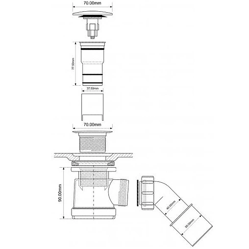 Сифон для душевого поддона Mc Alpine бронза MRS2CL-AB
