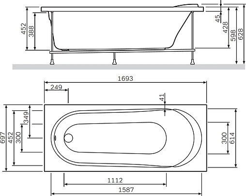 Ванна акриловая Am.Pm Joy 170x70