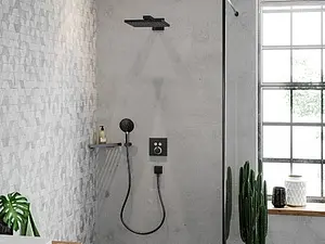 Лейка верхнего душа с настенным креплением Hansgrohe Raindance E 300 1jet шлифованный чёрный хром 26238340, 3