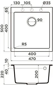 Мойка кухонная Omoikiri Bosen 47-BL черный 4993586, 2