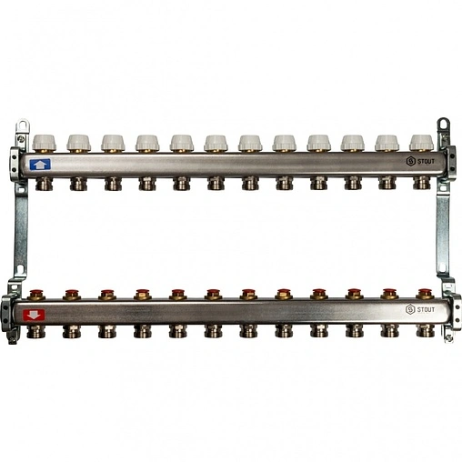 Группа коллекторная без расходомеров 12 отводов 1&quot;в/в x ¾&quot;ек Stout SMS 0922 000012