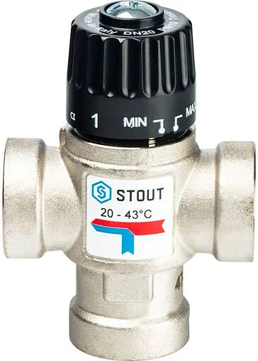 Трехходовой термостатический смесительный клапан ¾&quot; +20...+43°С Kvs 1.6 Stout SVM-0010-164320
