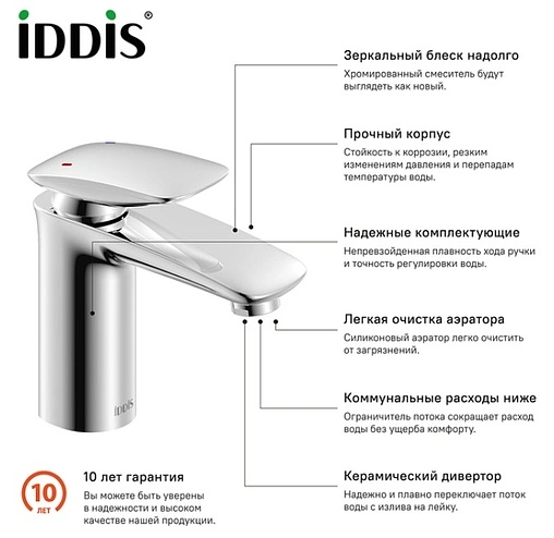 Смеситель для раковины IDDIS Stone хром STOSB00i01