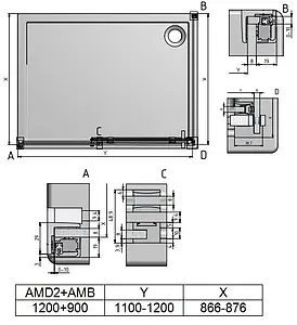Душевое ограждение 1200x900мм прозрачное стекло Roltechnik Ambient Line AMD2+AMB/1200*900 620-1200000-00-02+621-9000000-00-02 Душевое ограждение 1200x900мм прозрачное стекло Roltechnik Ambient Line AMD2+AMB/1200*900 620-1200000-00-02+621-9000000-00-02, 3