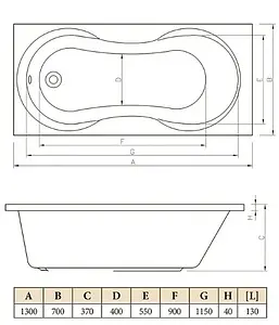 Ванна акриловая C-bath Salus 130x70 CBQ006002 Ванна акриловая C-bath Salus 130x70 CBQ006002, 2