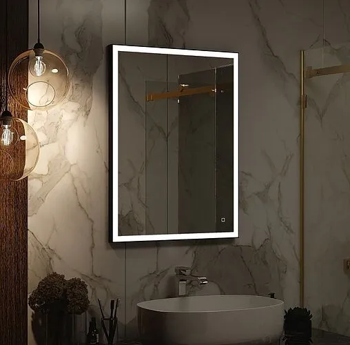 Зеркало с подсветкой Continent Solid Black Led 60x80 чёрный ЗЛП622