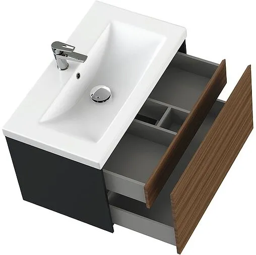 Тумба под умывальник подвесная Cersanit Grande 80 чёрный орех 64760