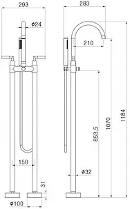 Смеситель для ванны напольный Swedbe Spira хром 4006 Смеситель для ванны напольный Swedbe Spira хром 4006, 2