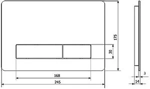 Клавиша смыва для унитаза KK-POL VITRUM METAL SLIM 350/PSM/011-00-00 черный матовый, 2