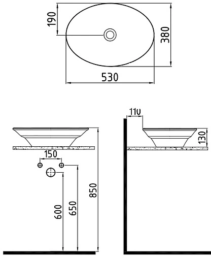 Раковина Bien Dune 53 белый DNLG05301FD0W3000