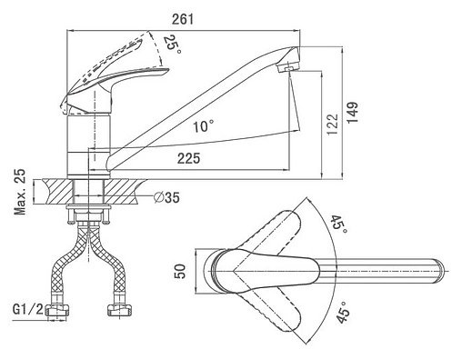 Смеситель для кухни D&amp;K Passau Bayern хром DA1192301