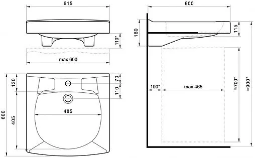 Раковина Santek Пилот 60 белый 1WH301971