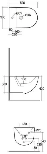 Биде подвесное Kludi Resa D белый 24BIW0143