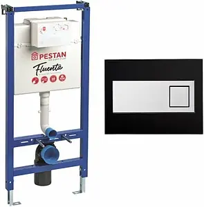 Инсталляция для подвесного унитаза Set 3 в 1 Pestan Fluenta SET40006356DB кнопки/белый, рамка/черный Инсталляция для подвесного унитаза Set 3 в 1 Pestan Fluenta SET40006356DB кнопки/белый, рамка/черный, 1