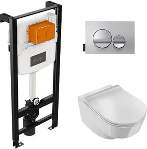 Комплект 5 в 1 Jacob Delafon Odeon Rive Gauche E21745RU-00 с кнопкой E20859-CP-MTC хром глянцевый, 1