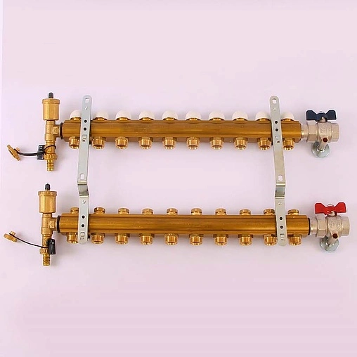 Группа коллекторная без расходомеров 10 отводов 1&quot;в/в x ¾&quot;ек Tiemme 3870036