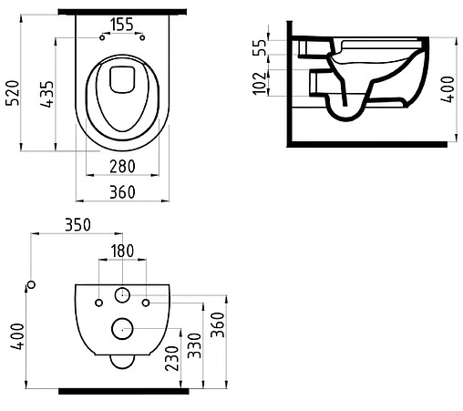 Унитаз подвесной безободковый с функцией биде Bien Vokha черный MDKA052N1VP1B9000