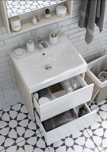 Тумба-умывальник Aquaton Сканди 55 белый/дуб верона 1A2517K0SDB20