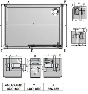 Душевое ограждение 1500x900мм прозрачное стекло Roltechnik Ambient Line AMB+AMD2+AMB/900*1500*900 621-9000000-00-02+620-1500000-00-02+621-9000000-00-02 Душевое ограждение 1500x900мм прозрачное стекло Roltechnik Ambient Line AMB+AMD2+AMB/900*1500*900 621-9000000-00-02+620-1500000-00-02+621-9000000-00-02, 2