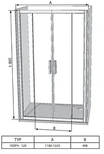 Дверь в нишу 1200мм прозрачное стекло Ravak 10° 10DP4-120 0ZKG0C00Z1, 2