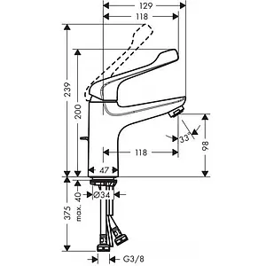Смеситель для раковины хирургический Hansgrohe Novus 100 хром 71921000, 2