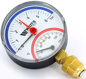 Термоманометр радиальный Watts F+R828 80мм 6 бар 120°С ½" 10018749 Термоманометр радиальный Watts F+R828 80мм 6 бар 120°С ½" 10018749, 2