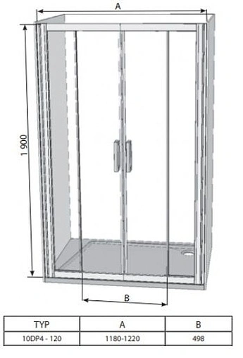 Дверь в нишу 1200мм прозрачное стекло Ravak 10° 10DP4-120 0ZKG0C00Z1