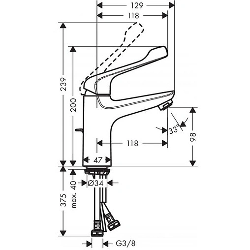 Смеситель для раковины хирургический Hansgrohe Novus 100 хром 71921000