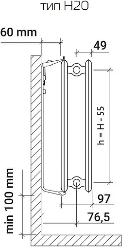 Радиатор стальной панельный Royal Thermo HYGIENE тип 20 500 x 1700 мм Bianco Traffico H20-500-1700/9016