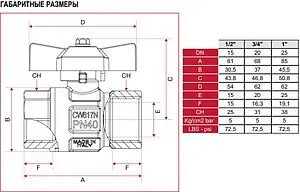 Кран шаровый для газа 1"в x 1"в Itap London 068B100 Кран шаровый для газа 1"в x 1"в Itap London 068B100, 2