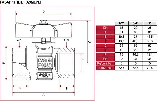 Кран шаровый для газа 1"в x 1"в Itap London 068B100 Кран шаровый для газа 1"в x 1"в Itap London 068B100